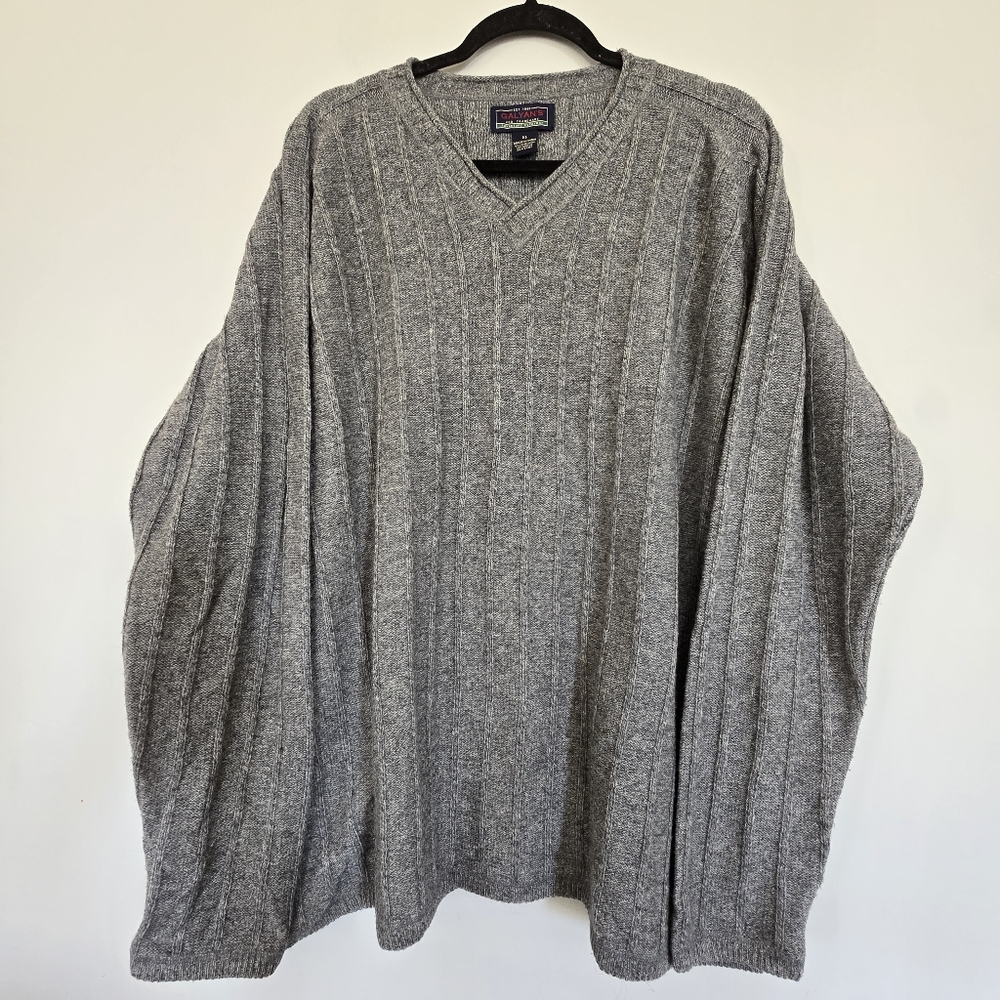 Galyan's Men's V‎ neck Gray Lambs wool Blend  Casual Sweater XL.A6